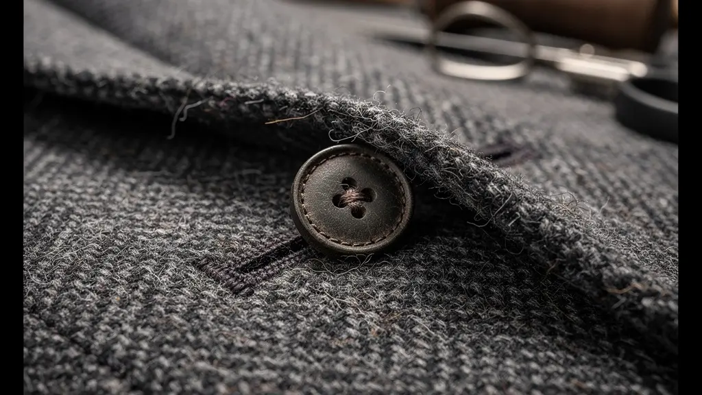 Hochwertiger Schweizer Wollmantel mit Details der Verarbeitung und Langlebigkeit