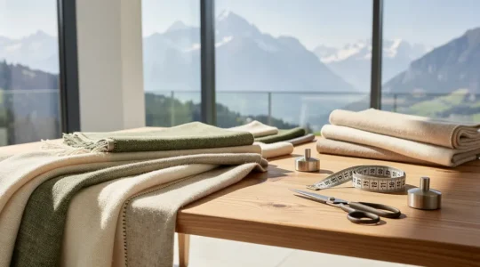 Nachhaltige Luxusmode-Materialien und Schweizer Handwerkskunst mit Zertifizierungssiegeln