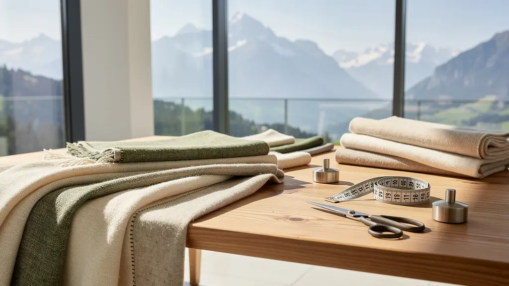 Nachhaltige Luxusmode-Materialien und Schweizer Handwerkskunst mit Zertifizierungssiegeln