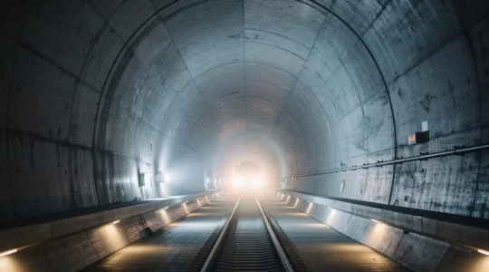 Moderne Güterzüge durchqueren den Gotthard-Basistunnel als Symbol der Schweizer Verlagerungspolitik