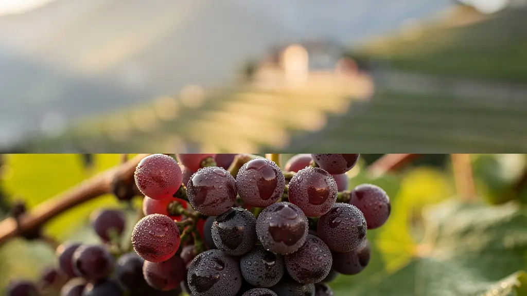 Makroaufnahme von Trauben mit Sensoranalyse-Visualisierung in Schweizer Weinberg