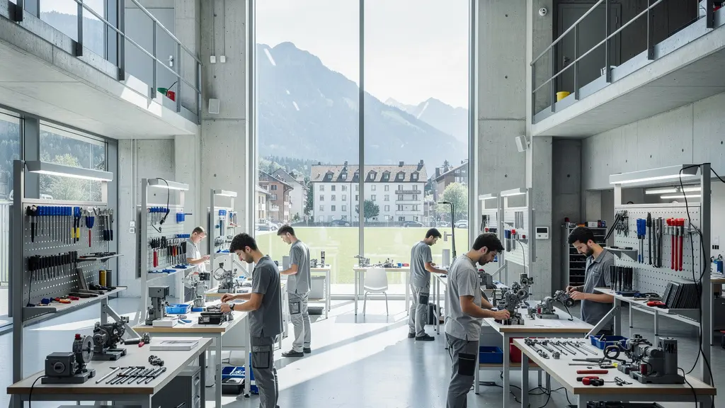 Junge Menschen in der Schweiz erkunden verschiedene Berufswege und Ausbildungsmöglichkeiten