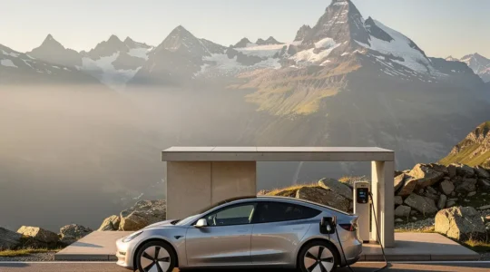 Navigation zu Ladestationen für Elektroautos in den Schweizer Alpen