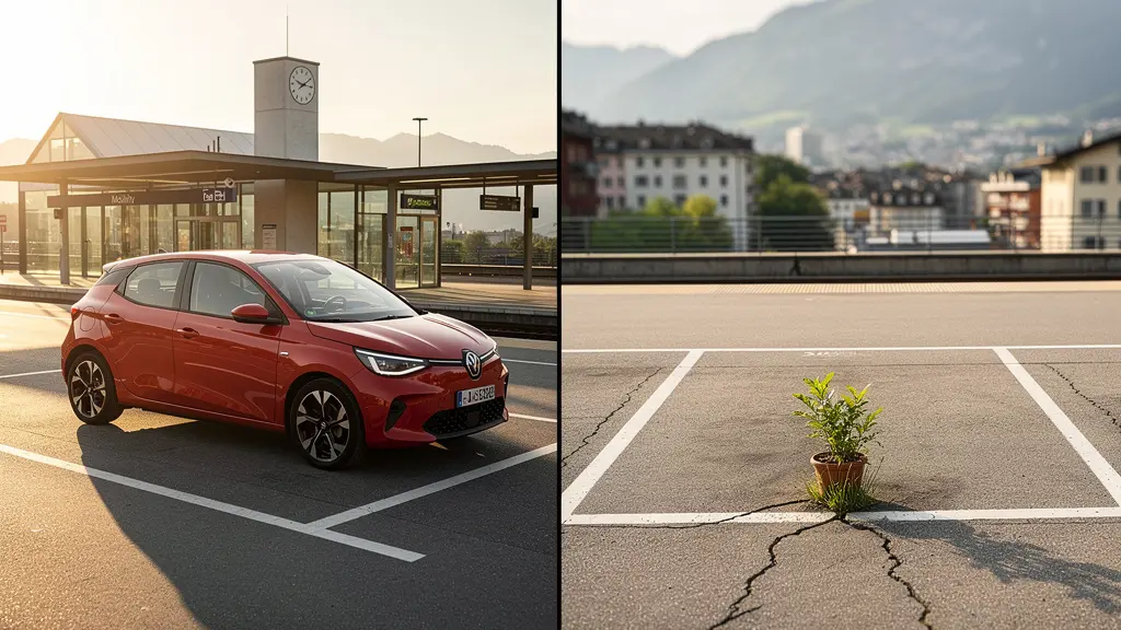 Vergleich zwischen Mobility Carsharing und privatem Auto in einer Schweizer Stadt