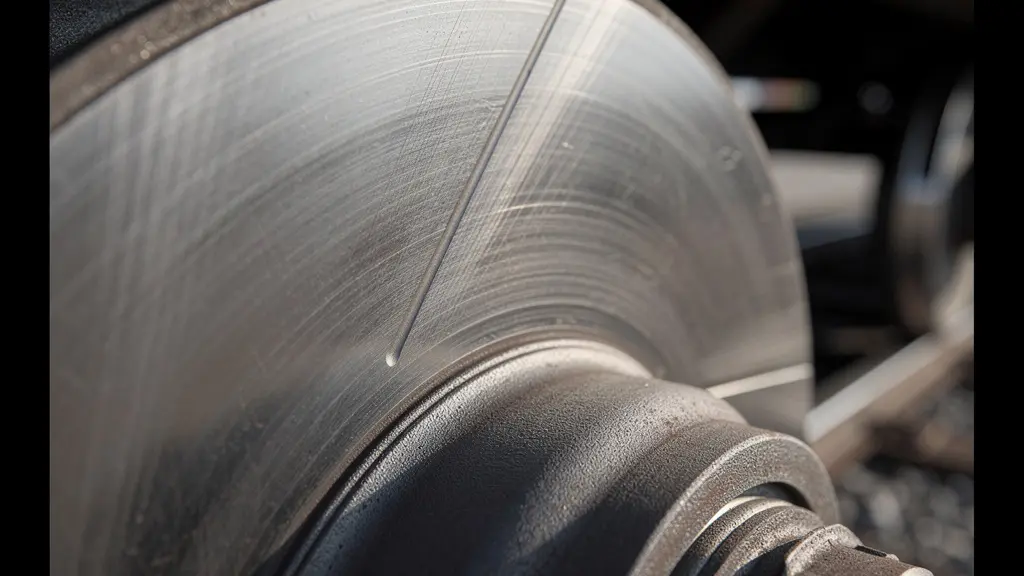 Detailaufnahme einer modernen Scheibenbremse an einem Güterwagen zur Lärmreduktion