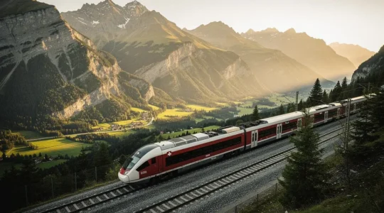 Moderner SBB Niederflurzug auf Schweizer Bergstrecke mit energieeffizienter Technologie