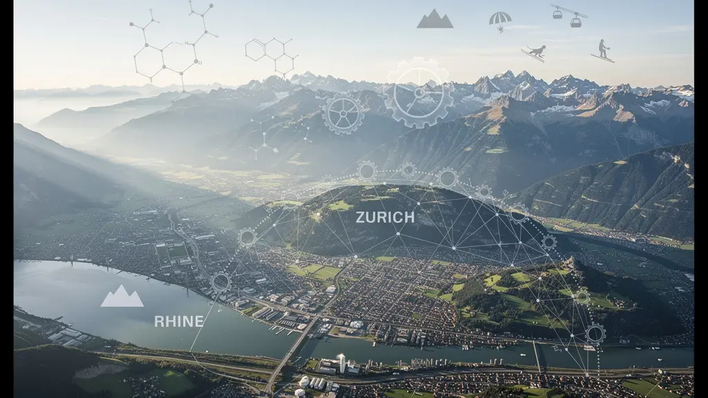 Schweizer Wirtschaftscluster und Spezialisierungsregionen visualisiert