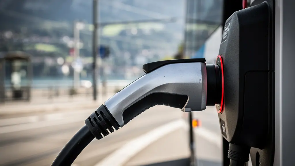 TOSA E-Bus beim Schnellladen an einer Genfer Haltestelle mit Ladearm-Technologie