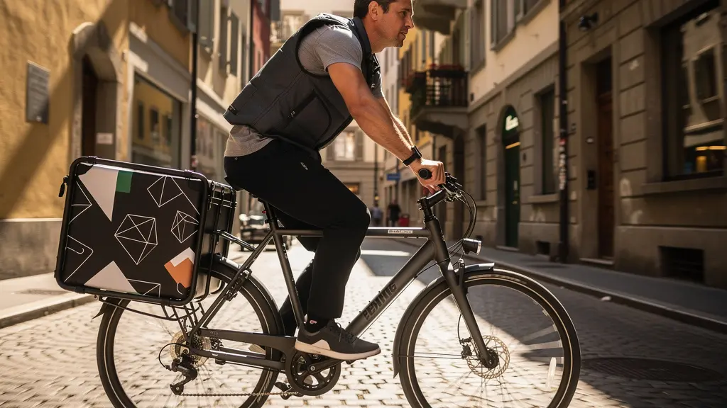 Velokurier navigiert durch Zürcher Altstadt für Same-Day Delivery